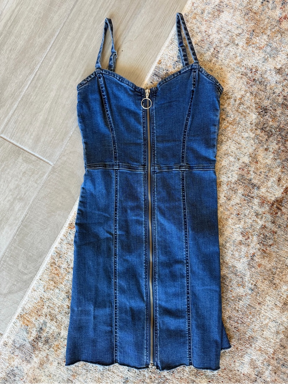 Zara Blue Washed Denim Zip Dress